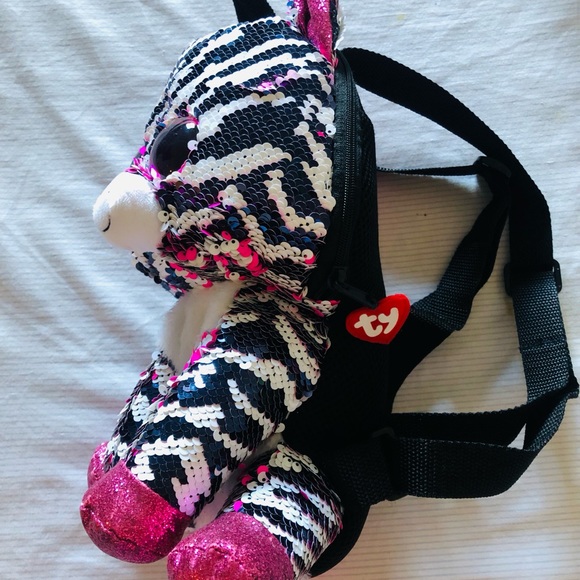 TOYS R”US Beanie Babies Boos Zoey The Zebra Girls Back Pack adjustable straps - Picture 3 of 4